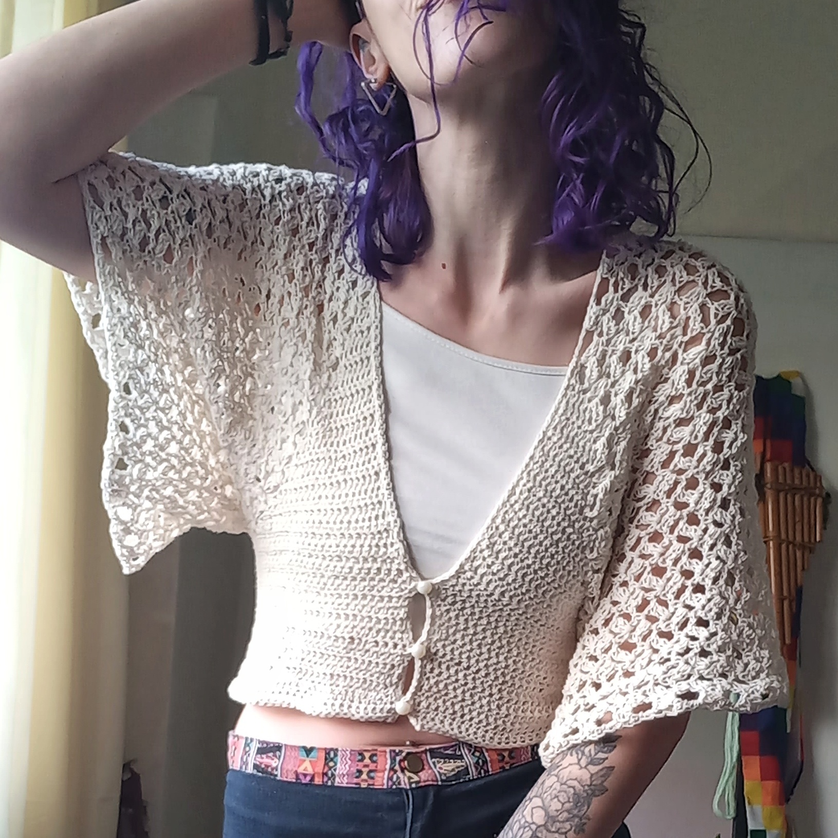 Blusa Claude | Crochet romántico calado con poco material - Imagen 6