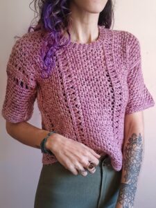 Patron sweater a crochet en vertical con textura