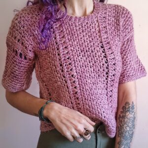 Patron sweater a crochet en vertical con textura