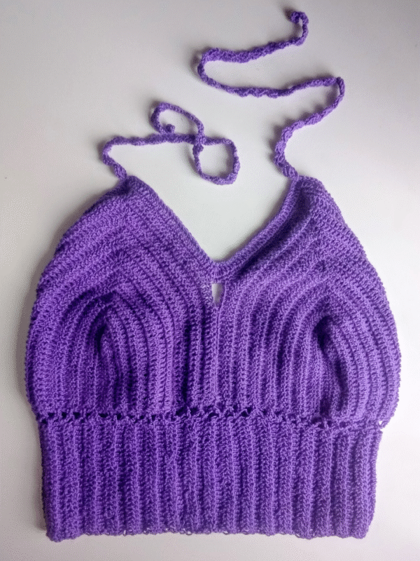 patron top elástico con tazas a crochet