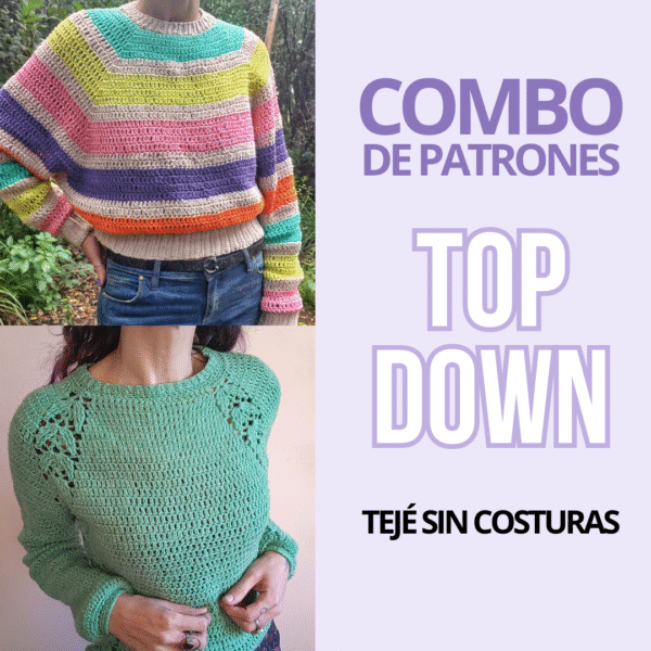 combo patrones top down sweaters sin costuras